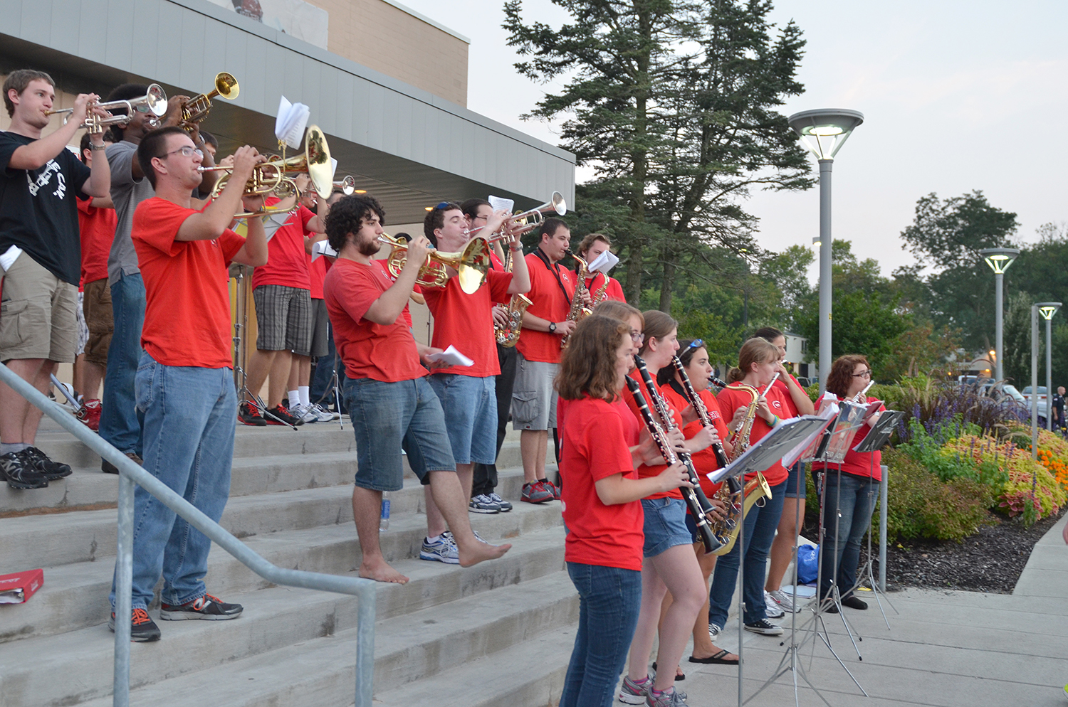 17 Pep Band Plays Outside HFH Joseph Shen